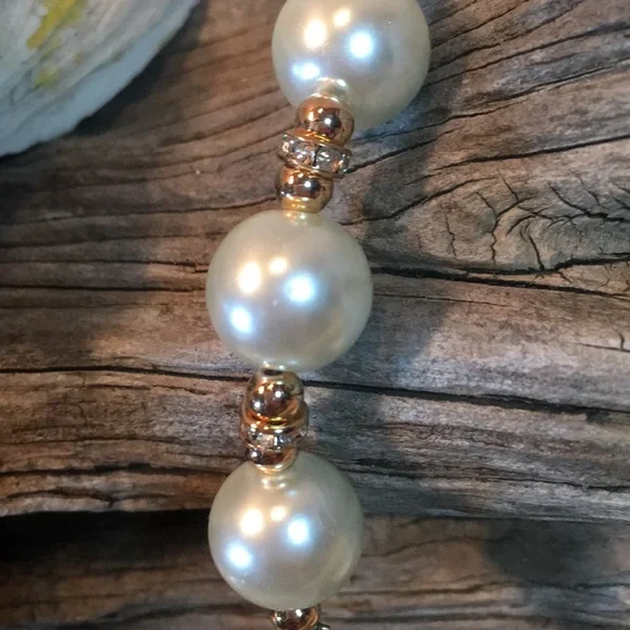 ⚜️ TAHARI-Fancy Lg Faux Pearls w/Crystals Spacers⚜️ - Picture 6 of 6